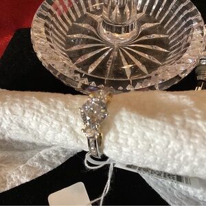 NWT. Sterling Silver and 14K Gold Over Silver Size 11 Diamond Stimulant Ring